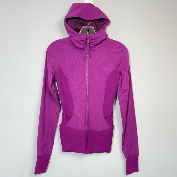 Lululemon In Flux Jacket Regal Plum Size 4 Lightweight Hooded Reversible W4G23S - Picture 8 of 16